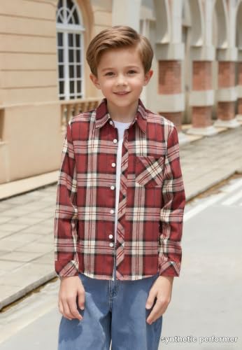Image of Betusline Boy and Men Button Down Plaid Shirt | Soft,Breathable and Comfortable Fabric