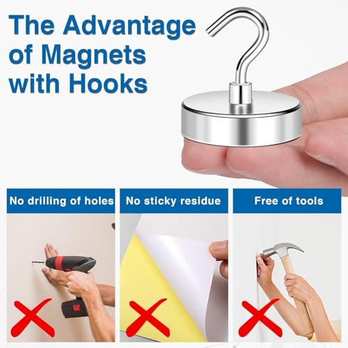 Image of LOVIMAG Magnetic Hooks, Cruise Essentials 2026, 25 Pack-170LBS | Heavy Duty Strong Magnet Hook for Cruise Cabin, Refrigerator Fridge, Ship, Classroom, Kitchen Grills, Silver