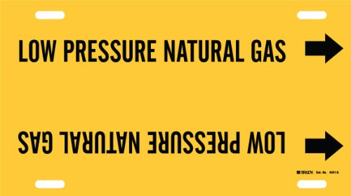 Marqueur de tuyau Brady 4241-G Low Pressure Natural Gas sur feuille plastique