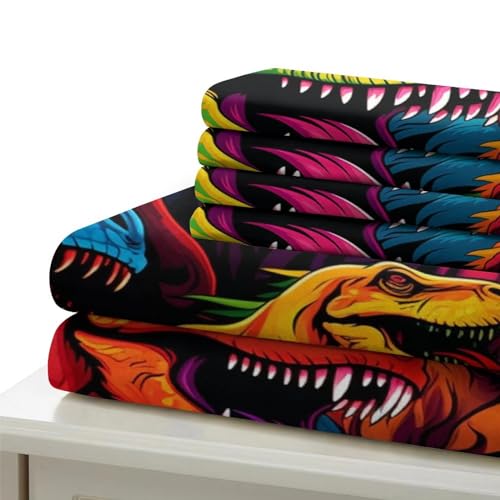 Housse de couette 3D imprimé dragon T-Rex 200x200cm en microfibre - 7