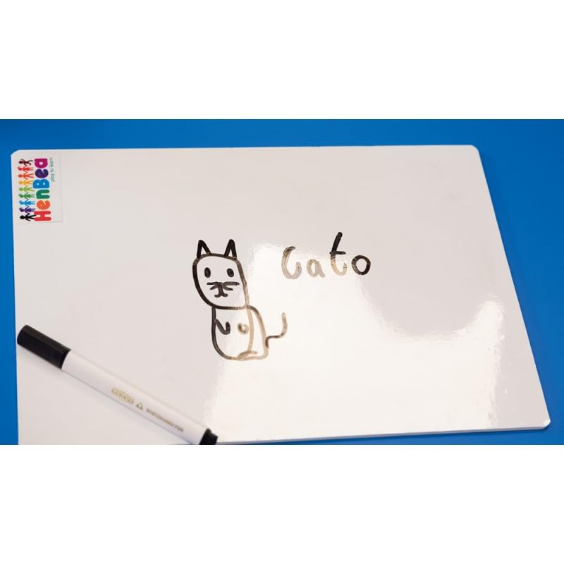 Henbea Pizarrita Blanca Negra, Pizarra Infantil A4, un lado para escribir con tiza y el otro con rotulador limpieza en seco, Pack 2 unidades (1095)