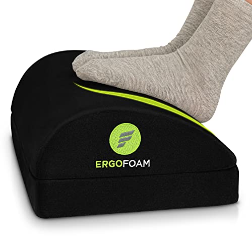 La Mejor Recopilación de Reposapiés los 10 mejores. 45 ErgoFoam - Diseño ortopédico de lágrima endosado por quiropráctico 2 en 1 ajustable debajo del computadora, reposapiés para dolor lumbar de espalda y rodilla (negro)