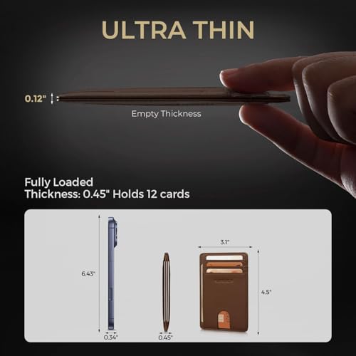 Image of RUNBOX Slim Minimalist Front Pocket RFID Blocking Leather Wallets for Men and Women Card Holder Wallets Gifts for men