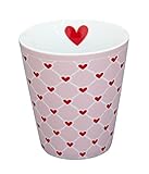 Motiv: Pink Hearts Diagonal Krasilnikoff - Kaffeebecher - Becher - Happy Mug - rosa Herzen rot diagonal - Höhe 10 cm