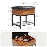 Shoe Storage Bench, Small Ottoman with Storage, Padded Seat, Brown - Image 3