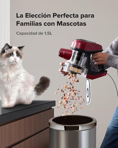 Vexilar C8 Aspiradora con Cable Potente Succión 60KPa/600W,Aspiradora con 7 Metros de Cable,Aspirador 3-en-1, 1,5L Depósito de Polvo,Aspirador Vertical para Pelo de Mascota/Alfombras/Suelos/Coche - imagen 5