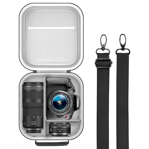 Krypthos Travel Camera Storage Case Compatible with Canon EOS Rebel T7/ R100/ R50/ 90D/ 2000D for Nikon D7100/ D7500 Sony Alpha ZV-E10, Camera Protective Storage Holder Organizer Bag Carrying Bag