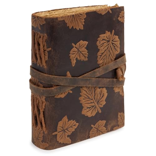 GlobeeCraft Diario de Cuero Vintage con Hojas de Acero, Papel de Algodón - Libreta de Notas 18x13 cm. Perfecta como Cuaderno Viaje o Diarios para Escribir Reflexiones