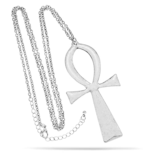 RechicGu Vintage Ancient Egyptian Cleopatra Coptic Symbol of Life Big Ankh Cross Pendant Long Chain Gothic Necklace,34