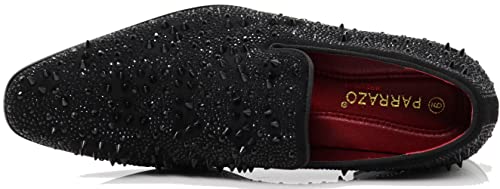 Image of Enzo Romeo Men Fashion Rhinestones Studs Tuxedo Slip On Loafer Dress Shoes WBG