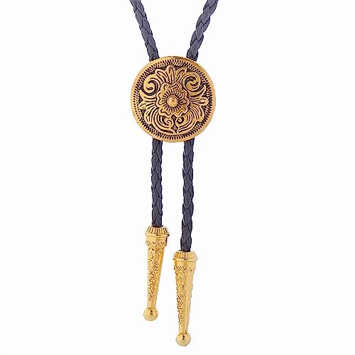 Image of Western Cowboy Bolo tie for Men Women Gold Silver Death Skull Moth Cross Bolo Tie Christmas Deer Rooster Wolf Necktie Gift