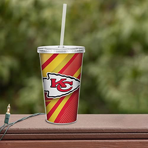 Image of Rico Industries NFL Football 16oz Clear Tumbler W /Straw for NFL Fans