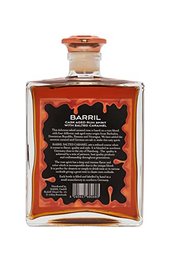 Barril Rum | Barril Salted Caramel Cask Aged Rum | 500 ml | Süß-salzige Aromen von Sahnekaramell und Premium-Meersalz | In Bourbon-Eichenfässern gereift | 42% Vol.