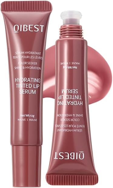 Tinted Lip Serum Gloss – Hydrating Lip Plumper with Natural Shine | Nourishing Jelly Lip Tint for Soft, Full Lips | Non-Sticky, Long-Lasting Color, Moisturizing Lip Makeup (05# RED BEANS)