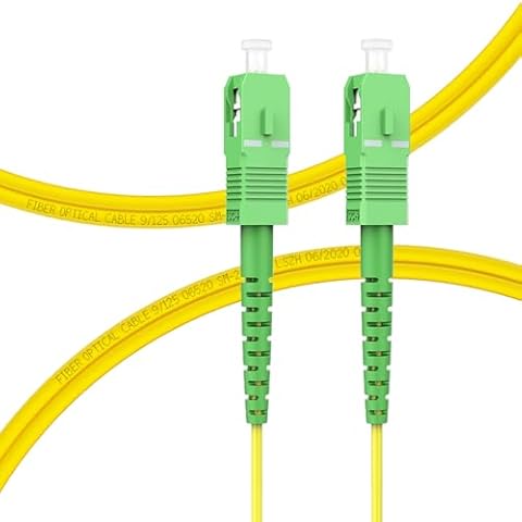 FLYPROFiber- OS2 SC/APC to SC/APC Fiber Optic Cable 1M/3ft, Single Mode Fiber Patch Cable, Simplex, Length Option:0.5m-50m 9/125um OS1/OS2 Compatible Yellow LSZH OD-2.0mm 1M(3ft) Cover