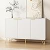 472 large sideboard buffet cabinet with storage storage cabinet with 3 fluted doors modern accent cabinet with adjustable shelves for living room kitchen entryway white  urban country home decor