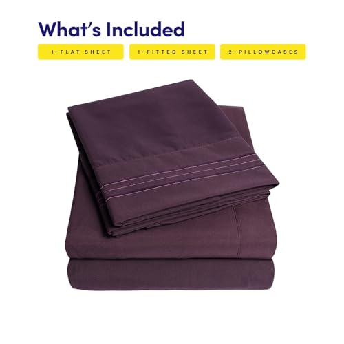 Image of 1500 Supreme Collection King Sheet Sets Purple- Luxury Hotel Bed Sheets and Pillowcase Set for King Mattress - Extra Soft, Elastic Corner Straps, Deep Pocket Sheets, King Purple