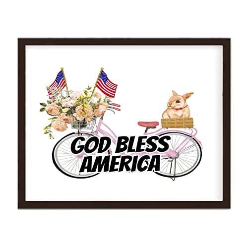Plaque murale NABRAND God Bless America cadre bois 40x50 cm