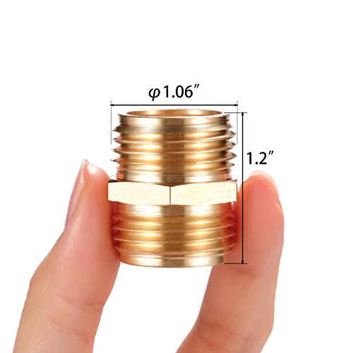 Sanpaint 3/4 Inch Brass Garden Hose Adapter Double Male Quick Connector,4 Pack #TOP1