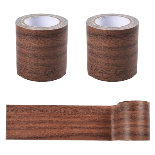 SIXHAOBU 2PCS Nastro Adesivo ad Effetto Legno Nastro per la Riparazione del Pavimento Legno per la Riparazione per Nastro Ades(8cm*5m)-Marrone Scuro