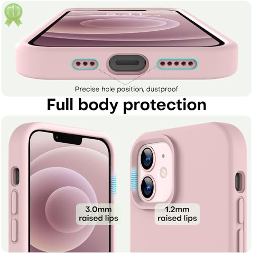 Image of LOVE 3000 Designed for iPhone 12 Case /iPhone 12 Pro Case, Premium Silicone with [Soft Anti-Scratch Microfiber Lining] Shockproof Protective Phone Case for Men Women Girls 6.1 inch, Pink Sand