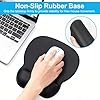 Wugauwor Tappetino Mouse Ergonomico con Poggiapolsi, Cuscino in Gel Schiuma a Memoria & Base Antiscivolo, Tappeto Mouse Grande Impermeabile per Ufficio e Gaming, 24x20.5cm, Tappetino Scrivania Nero
