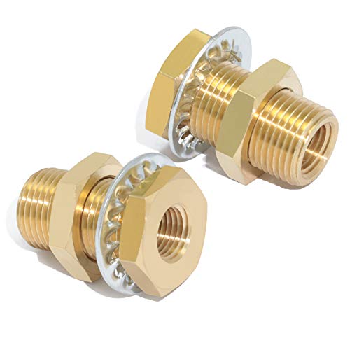 Boeray AM-1344BB 2Pcs Bulkhead Brass Pipe Fitting 1/4 Inch Npt Female Thread To 1/4 Inch Npt Female Thread 1.5 Inch Length Outer Diameter 3/4-16 Bulkhead Coupling Bulkhead Tank Fitting Frame Hose Connector thumb #6