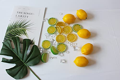 Joyyu Artificial Lemon Slices Blocks 20Pcs Fake Lemon Slices And 20Pcs Simulation Lemon Blocks Realistic Plastic Fruit Lemon Decorations In Yellow Green For Decoration Kitchen Room Party #TOP4