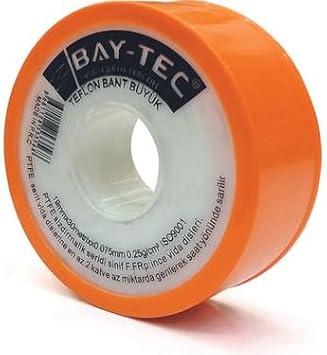 Bay-Tec Profesyonel PTFE S zd rmazl k  eridi 19mm x 30m x 0.075mm - Tesisat ve Vida Di li  zolasyon Eleman , Su ve Gaz Uyumlu B y k Boy 1 Adet