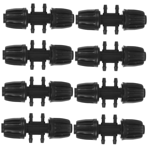 OFFSCH 8pcs Irrigation Connector Kit Tubing Irrigation Tools Drip Irrigation System Systems Hose Coupler Connectors Plant Watering Devices Connector Garden Tube Connection Lawn Pp Black