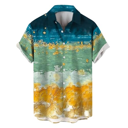 Camisa de manga corta para hombre, colorida y cómoda, estampada, Af, XL