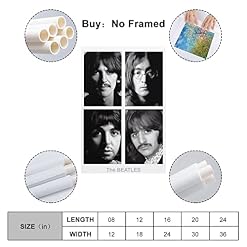 JABURU Members of Beatles Poster décoratif sur toile pour chambre à coucher 60 x 90 cm - Les Beatles, Paul McCartney, John Lennon, RIngo Starr, George Harrison JABURU Members of Beatles Poster décoratif sur toile pour chambre à coucher 60 x 90 cm – Image 2