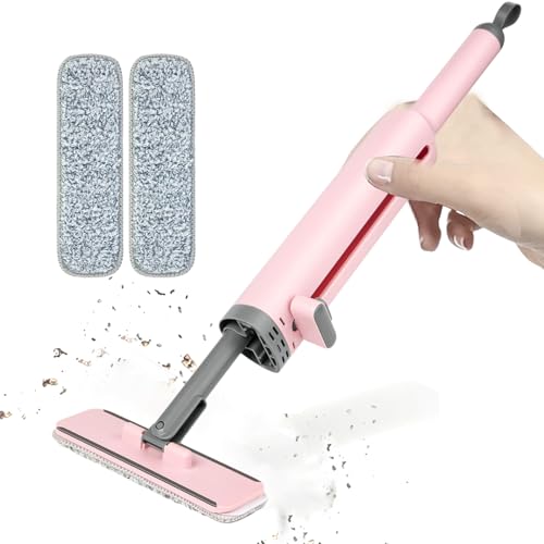 Mini mop portátil, limpiador de suelo | mini limpieza de escritorio para uso húmedo y seco, 3 en 1 giratorio, Wischmopp plano sin mano con cepillo de junta y 2 reutilizables
