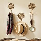 Indian Shelf Lot de 3 crochets muraux dorés en laiton style shabby chic, effet vieilli, pour accrocher des manteaux