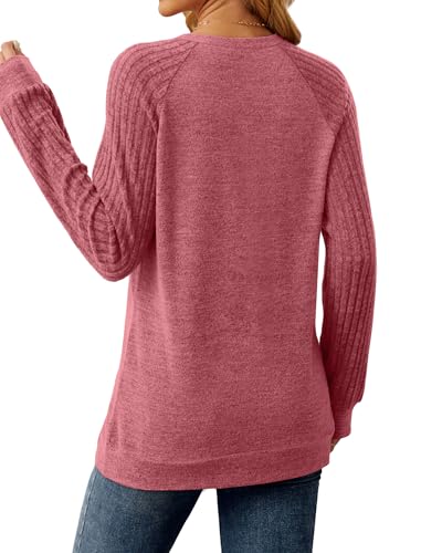 Image of Saloogoe Tunic Sweatshirts for Women Crewneck Lightweight Sweaters Raglan Long Sleeve Shirts Fall Fashion Tops 2026