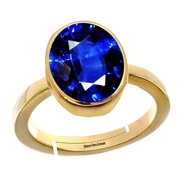 s kumar gems & jewels Certified Original 11.25 Ratti or 10.25 Ct Blue Sapphire Stone (Neelam Stone/Nilam Stone) Gemstone Lab Tested Panchdhatu Adjustable Ring-picture-12