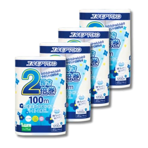 [3ヶ月毎月定期便]エルモア ピコ 2倍巻き トイレットロール 12R (シングル・100m)×4パック 48ロール
