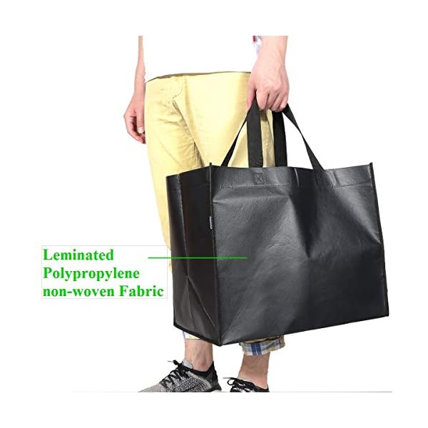 Large Reusable Grocery Bags Black 10 Pack Heavy Duty