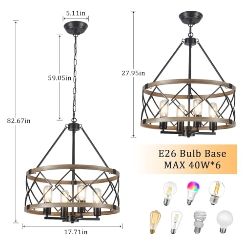 Farmhouse-Chandelier-for-Dining-Room-4-Light-Rustic-Chandeliers-Imitation-Wood-Grain-Pendant-Light-Fixture-Modern-Industrial-Chandelier-for-Kitchen-Island-Entryway-Foyer-Bedroom-HallwayE26-Metal Farmhouse Chandelier for Dining Room 4 Light Rustic Chandeliers Imitation Wood Grain Pendant Light Fixture Modern Industrial Chandelier for Kitchen Island Entryway Foyer Bedroom HallwayE26 Metal