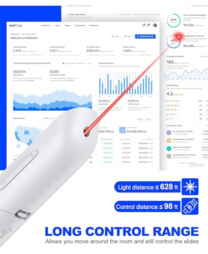 Image of DinoFire White USB C Presentation Clicker Wireless Presenter Remote for PowerPoint Presentations,Volume Control PPT Slide Advancer for Mac Laptop PC Computer