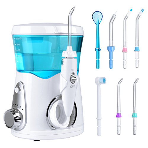 Professional Family Oral Irrigator - Dental Care Power Water Flosser with 7 Interchangeable Jet Tips and a Tongue Scraper