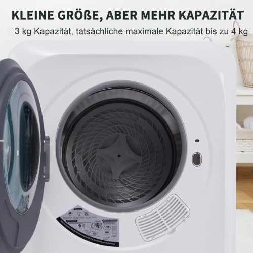 Secador de pared silencioso de 60 dB, acero inoxidable, 4 kg, protección UV, 850 W, 6 programas, pantalla LED, ideal para hogares pequeños y apartamentos