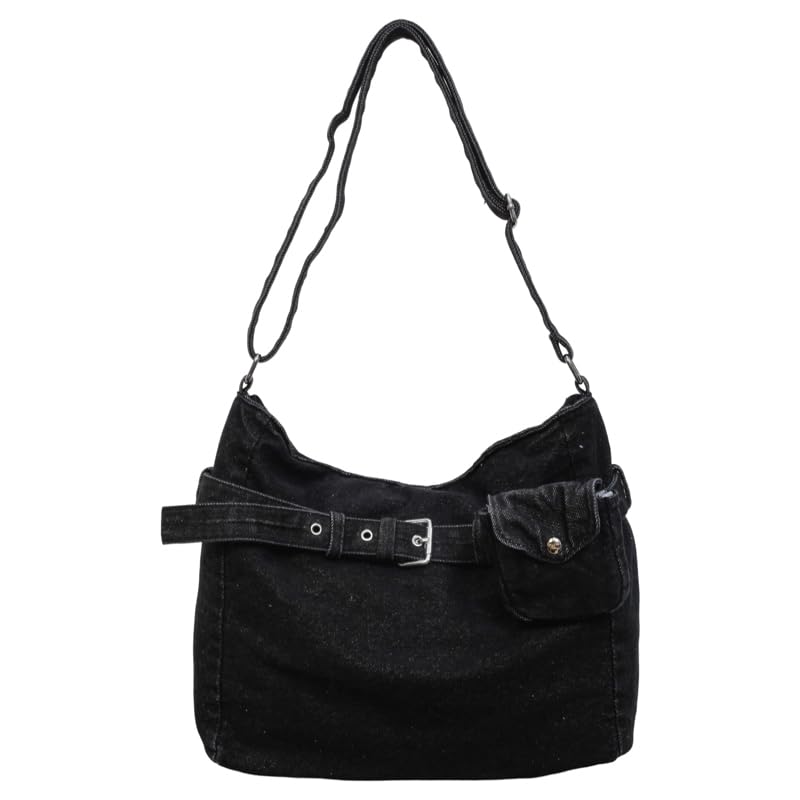 Borsa a tracolla da donna in tessuto denim, grande capacità, casual, colore