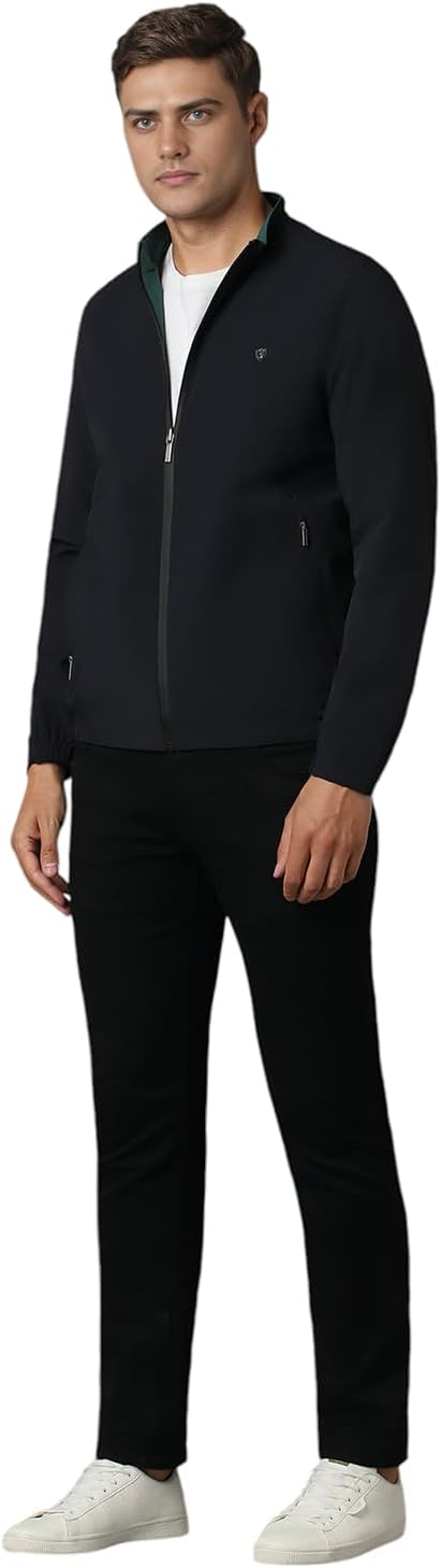 Louis Philippe Men's Green Casual Plain Jackets