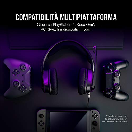 Corsair VOID ELITE Surround Cuffie Gaming con Microfono, Audio 7.1, Microfono Omnidirezionale con PC, PS4, Xbox One, Switch e Mobili Compatibilità, Rosso