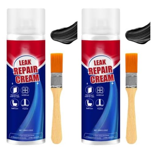 Spray Etancheite Exterieur Avec Pinceau, 100ml*2 Leak Repair Cream, Hydrofuge Toiture Scellant Imperméable, Produits D'étanchéité Anti-Fuite Pour Tuile Béton Toit Gouttière Fenêtre Toilettes Carrelage