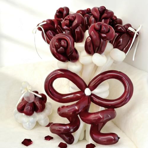 Image of 260 Burgundy Long Balloons for Balloon Garland Thickening Skinny Latex Twisting Animals Modeling Christmas Birthday Wedding Party Festival Decorations 100pcs