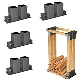 LILIIN Holzstapelhilfe für Kaminholz Feuerverzinkt Holzstapelhalter Brennholzregal Kaminholzhalter Brennholz Stapelhilfe Kaminholzregal aussen und innen (4 Stück)