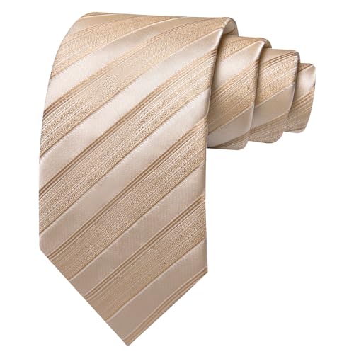 Image of Barry.Wang Tie Sets for Men Silk Stripe Necktie Woven Checkered Handkerchief Cufflinks Formal Business Wedding