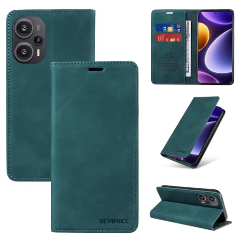 ZIRIA �X�}�z�P�[�X �E�H���b�g�P�[�X Xiaomi Redmi Note12 Turbo/POCO F5�Ή� �J�[�h�z���_�[ �t���b�v�J�o�[ RFID�u���b�N �ی샌�U�[�P�[�X �ϋv�� �ϏՌ��J�o�[ (�J���[ : �O���[��)